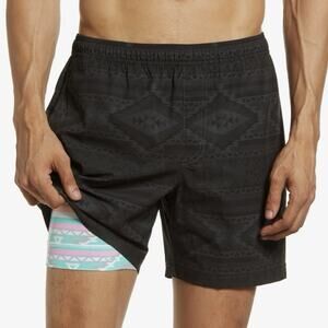 Chubbies The Quests 5.5" Compression Shorts Mens Size Medium Black Gray Aztec